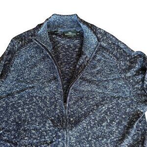 Rodd & Gunn Cardigan Sweater Full‎ Zip Italian Yarn size 2XL Blue & White